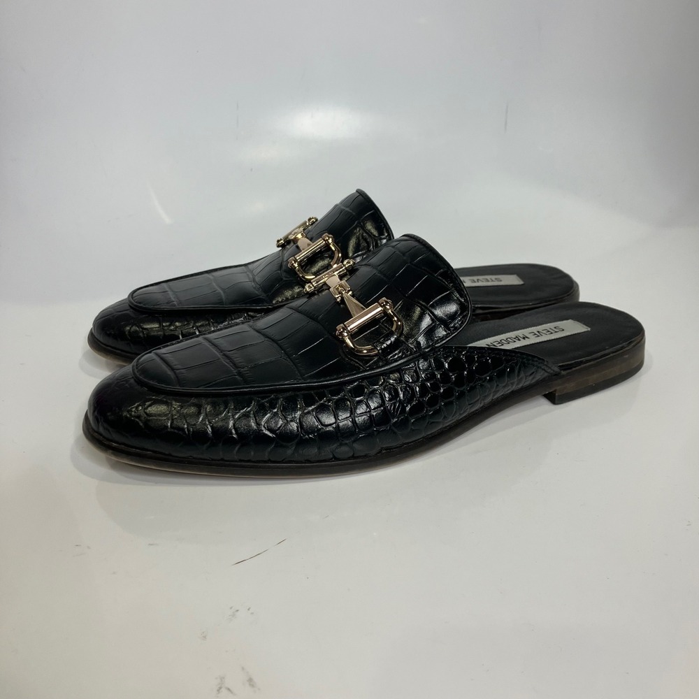 Steve Madden dazling black croc embossed mules‎ men's size 8 dressy trendy - Picture 4 of 9